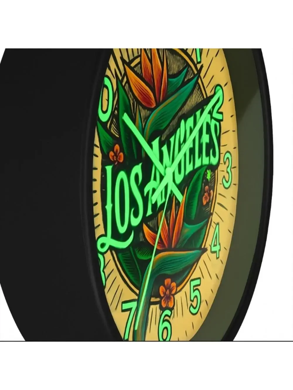 Los Angeles Glow In The Dark Wall Clock New!